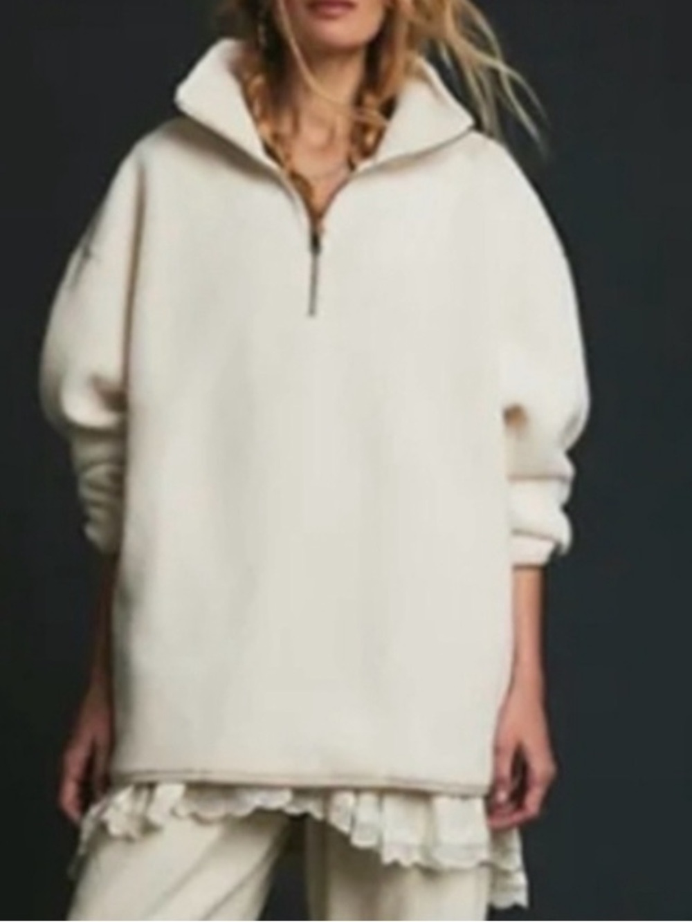 NWT Free People Coco Sherpa Pullover in Cream M